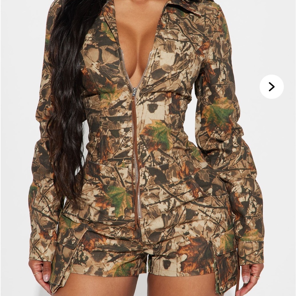 Camouflage Zip-Up Jacket and Shorts Set